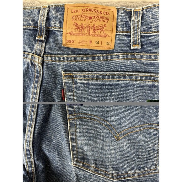 VTG Levis 550 Jeans Mens 34x30 Blue Relaxed Fit Tapered Leg Denim USA 90s READs - Picture 4 of 11